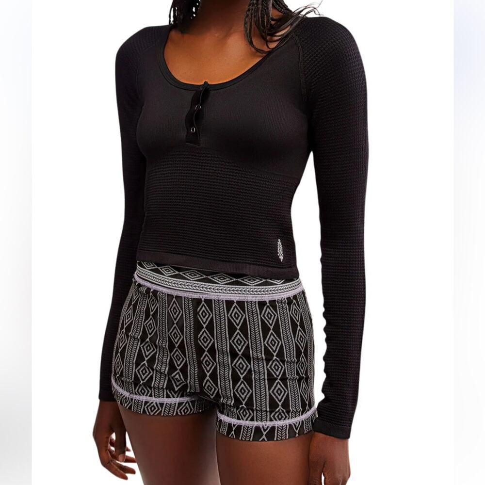 Womens Free People Movement Bail Out Crop Thermal Knit Top Size M/L